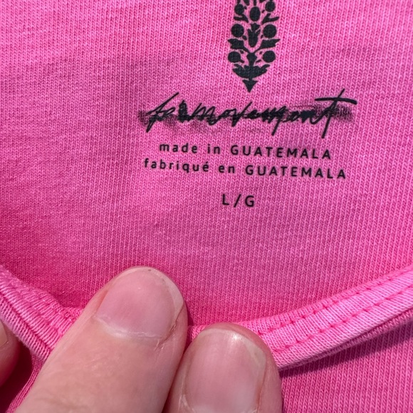 NWOT FP Movement Vibrant Pink Women's Crop Top Capped Sleeve / Cotton / large - Picture 3 of 8